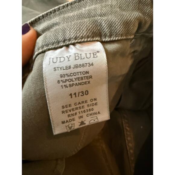 Judy Blue high-waisted, tummy control, cropped wide-leg jeans green size 11/30 - Picture 6 of 8